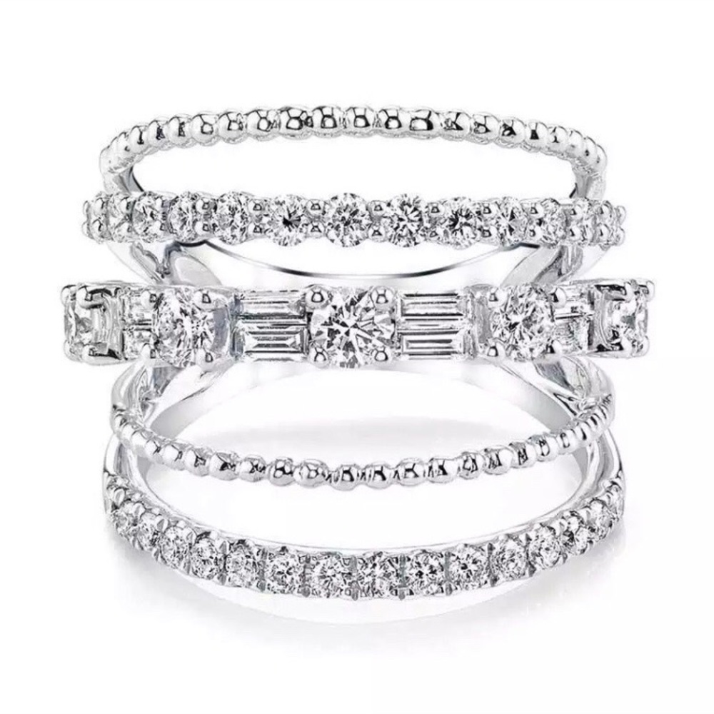 NEW 925 Sterling Silver Diamond Multi Band Ring - Picture 4 of 6